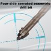 Pack of 6 Four-Edged Serrated Eccentric Drill Bit, Four Edged Sawtooth Eccentric Drill Bit, Multifunctional High Strength Eccentric Twist Drill