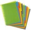 A4 File Dividers 10 Part Index Plastic Assorted Colour Tabs - 50% Recycled
