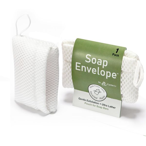 Soap Envelope 100% Recycled & Made in North America - Soap Saver Pouch for bar soap, Loofah Bath Scrubber for Bar Soap + Gentle Exfoliator