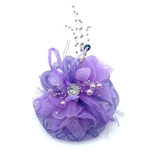 Ladies Feather Beak Clip/Corsage Fascinator Hair Clip, Weddings, Races, Royal Ascot Hair Piece (Lilac)