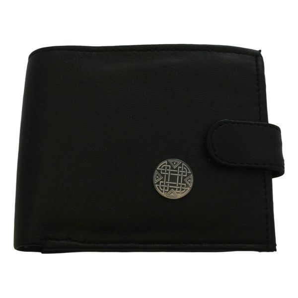 Celtic Knot Black Leather Mens Wallet RFID Protection