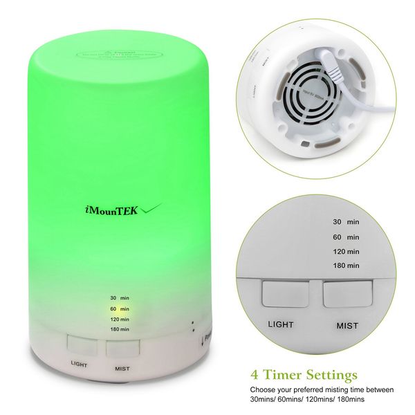 LED Essential Oil Aroma Diffuser Ultrasonic Humidifier 7 Color Changing 4 Timer