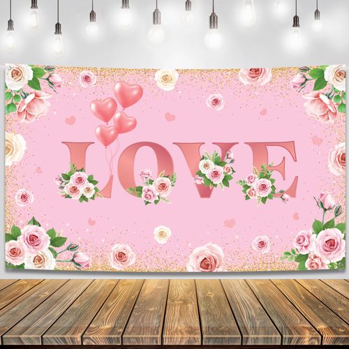 KatchOn, Pink Love Valentines Backdrop - XtraLarge, 72x44 Inch | Valentines Backdrops for Photography | Valentines Banner, Valentines Decorations | Valentines Backdrop, Valentines Décor