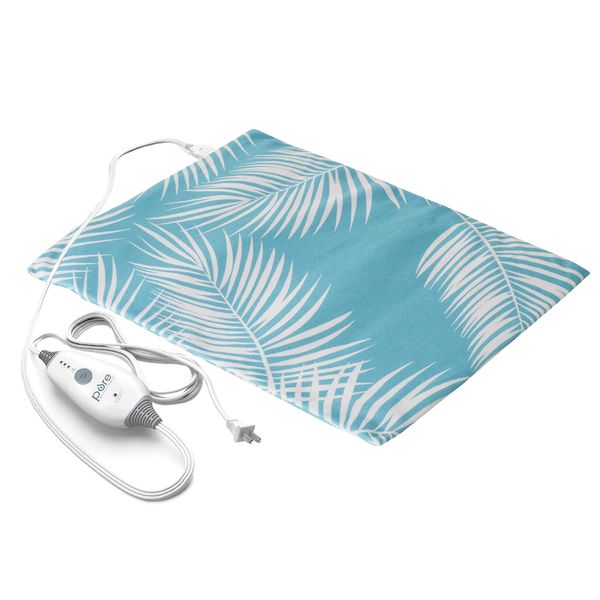 Pure Enrichment® PureRelief® Express Designer Series Electric Heating Pad - 12” x 15” Fast-Heating with 4 Heat Settings, Machine-Washable Fabric, & 2-Hour Auto Safety Shut-Off - Palm Aqua