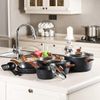 12 Pieces Kitchen Pots & Pans Set Nonstick Cookware Set Granite Coated with Lids