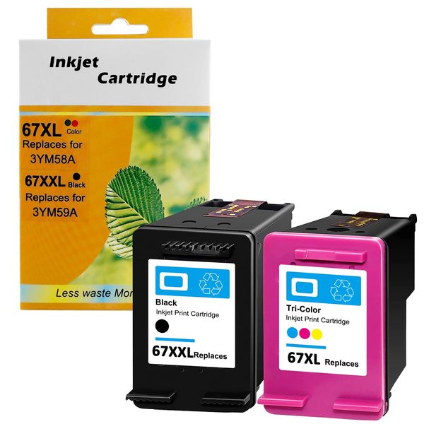 Aseker Compatible Remanufactured 67 67XL 67XXL Ink Cartridge 67XL (4 Color Set) High Capacity Compatible for HP ENVY 6020 / ENVY Pro 6420 Printer