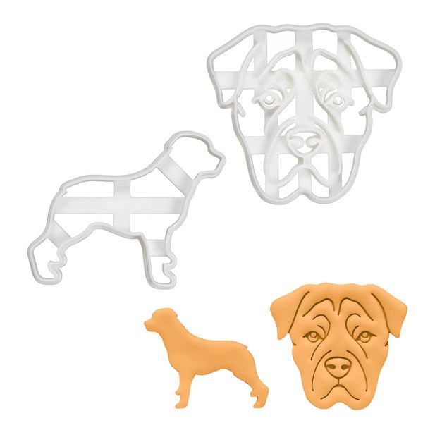 2er Set Rottweiler Ausstechformen (Formen: Gesicht & Körper), 2 Teil, Bakerlogy