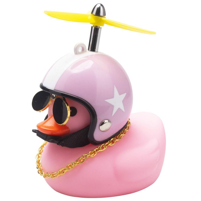 Yellow Duck Car Dashboard Decorations with Propeller Helmet for Christmas Decor