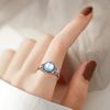 Adramata Sterling Silver Moonstone Solitaire Oval Ring - Women's Handmade Statement Mood Ring
