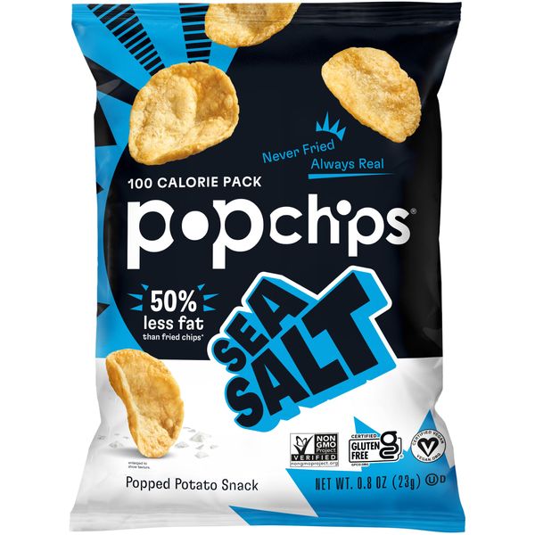 popchips Sea Salt Potato Chips Single Serve 0.8 Ounce (Pack of 24) , F-AR-71100