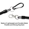 uxcell Spring Keychain Carabiner Hook Coil Strap Black