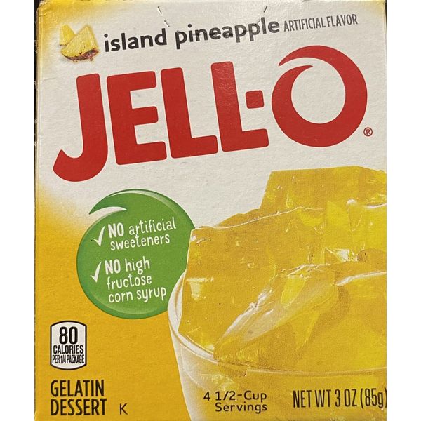 Jello ISLAND PINEAPPLE Gelatin Dessert 3 oz Box Jell-O - NEW FREE SHIPPING