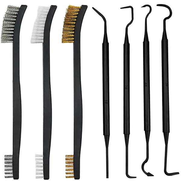 ADOFUN Wire Brushes Double Ended Steel Wire Brushes 3pcs Brass, Stainless Steel, Nylon+3 Wire Brush Set for Car Detail Cleaning Universal Stainless Steel Rust Brush Brass Cleaning Polishing Metal