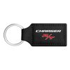 iPick Image Compatible with Dodge Charger R/T Rectangular Black Leatherette Key Chain