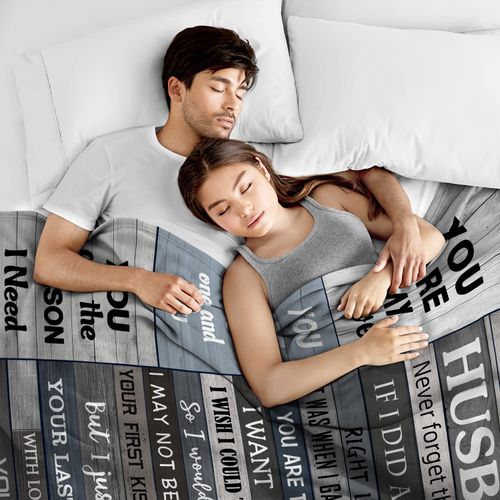 POQUSH Gifts for Him/Men/Husband,Husband Birthday Gift from Wife,Anniversary Romantic Presents I Love You Gifts Blanket 60x50in