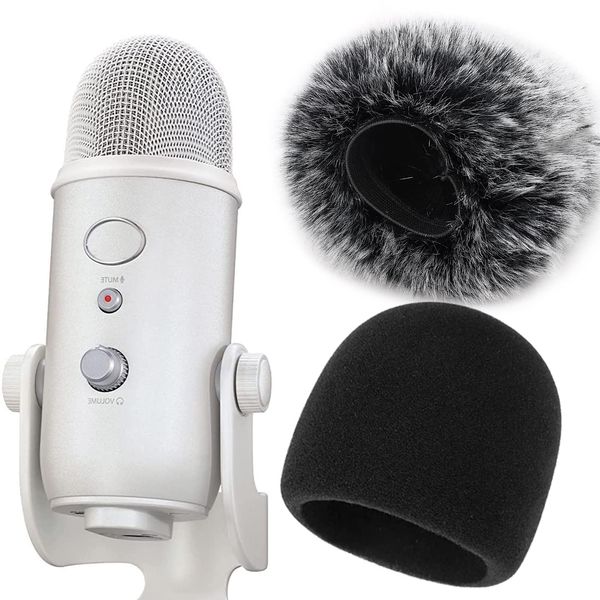 YOUSHARES Blue Yeti Popschutz Satz - Mikrofon Windschutz Kompatibel mit Blue Yeti, Yeti Pro, Schaumstoff und Pelzige Micro Schallschutz Pop-Filter, Mikro Schutz Filtert den Wind gegen den Wind