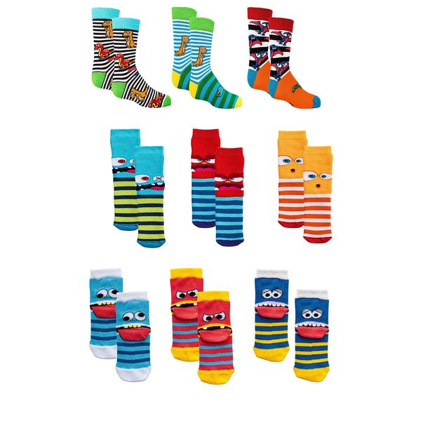 C&C KIDS Kinder Socken,9er Pack,27/30,Monster/Dino