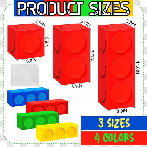 Dunzoom 30 Pieces Building Block Party Box Cardboard Building Block Box Children's Building Block Snack Box Building Block Party Gift Box for Birthday Building Block Game Party Decorations
