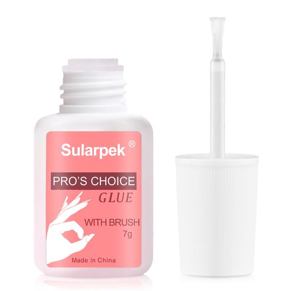 Sularpek 7ML Nail Glue, Nail Glue Extra Strong, Brush on Nail Glue, Strong Nail Glue, False Nail Glue, Extra Strong Nail Glue, Gel Nail Glue, for Applying Artificial Nail Tips Manicure