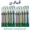 12-PACK GUM Classic Toothbrush 311, Compact, Slender Head, Soft 3-Row Bristles