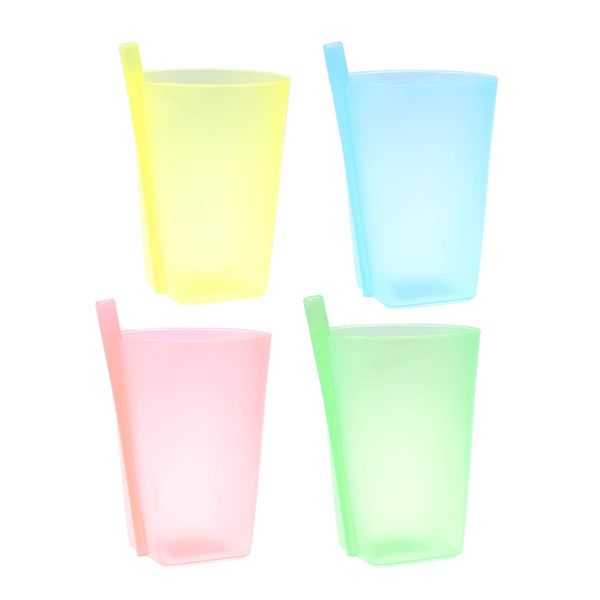 Healifty Kids Cups No Spill Easy Grip Trainer Cup Water Straw Cups or Children Kids 4pcs (Random Color) Kids Cups with Straws