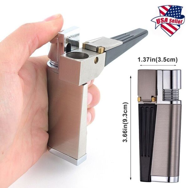 Foldable Metal Lighter Pipe Combination Portable Smoking Lighter 2 in 1 Silver