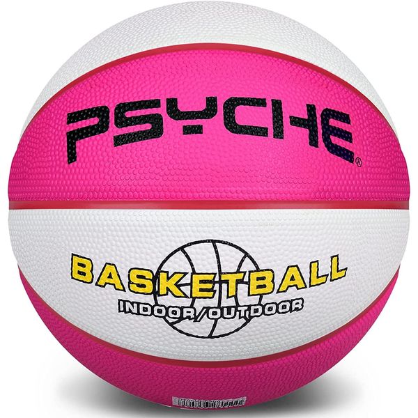 Bon amixyl Basketball Size 5 for Children and Teenagers, Outdoor Indoor Basketball for Beginners, Arena Adult Basketballs, Pink, White