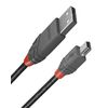 LINDY 36724 USB 2.0 Type A to Mini-B Cable, Anthra Line - Black, 3m