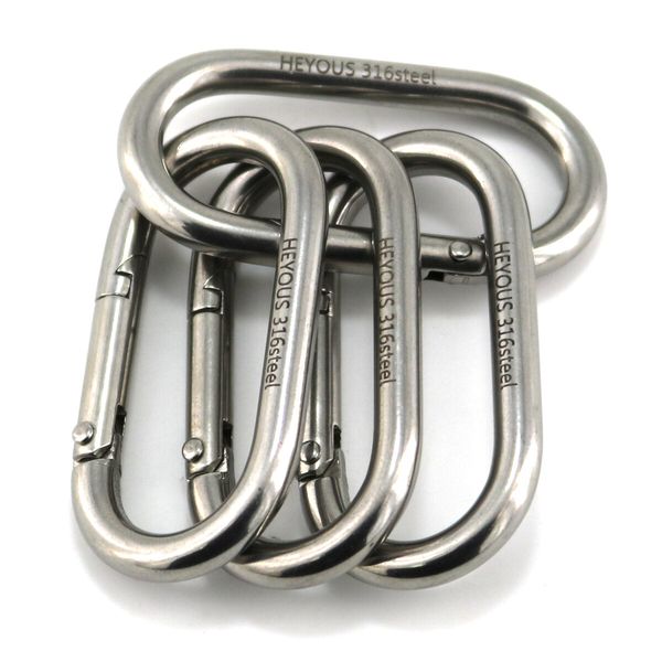 2.36"Heavy Duty Carabiner Clip Spring Snap Hooks Spring Clips 1/4 Inch(4 Pack)