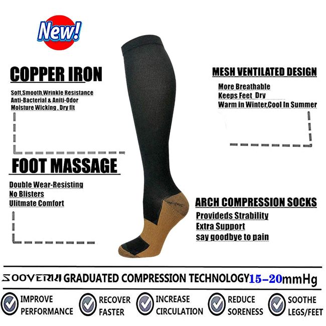 Long Copper Compression Socks for Men & Women