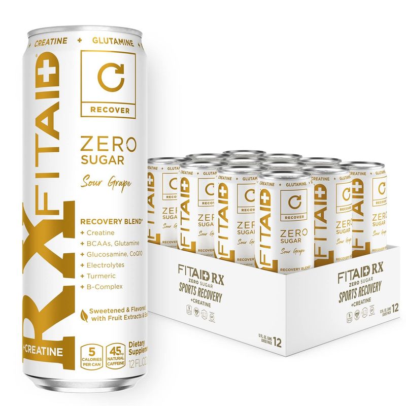 FITAID RX Zero Sugar Free Recovery Drink with Creatine Pack of 12 Cans ...