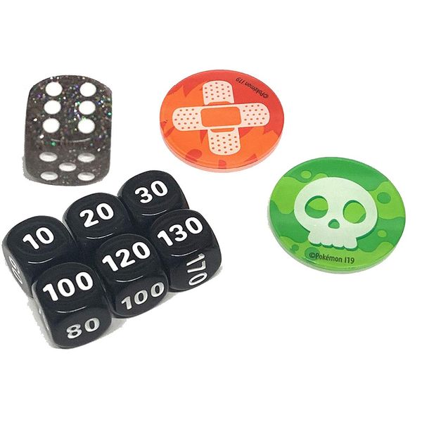 Pokemon Compatible Dice Damage Counter Poison & Burn Marker - Trainer Toolkit Set - Black