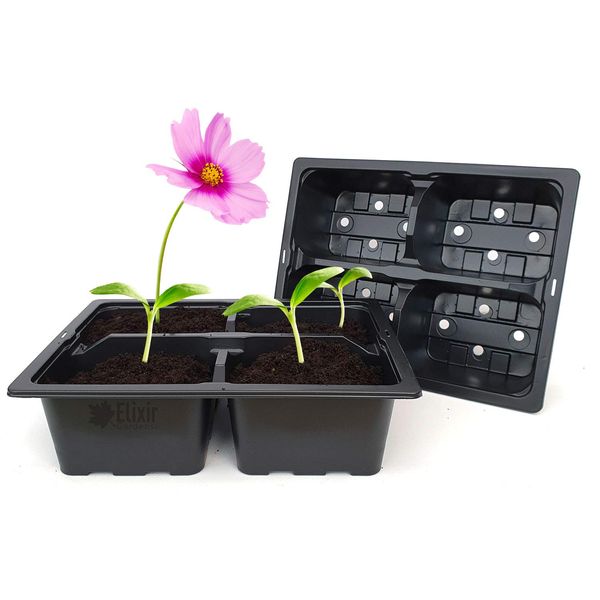 Elixir Gardens 25 x 4 Cell Reusable Seedling Germination Starter Bedding Plant Pack Inserts for Half Size Tray Propagator