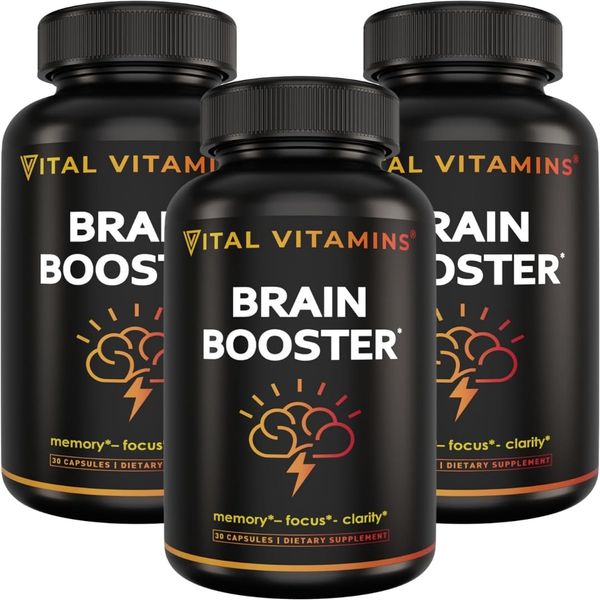Vital Vitamins Brain Supplements for Memory and Focus (3 Pack) – Nootropic