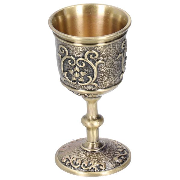 Luqeeg Bronzener Weinpokal, Geprägter Bronzepokal, Jahrgang Europäischer Königskelch Whisky-trinkbecher Partyzubehör für Party Hochzeit Abschluss Jubiläum Weihnachten Ornamente(L)