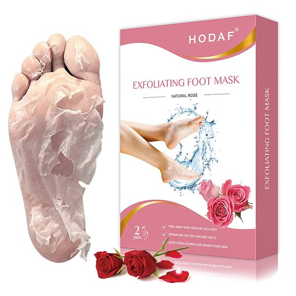 2 Pairs Foot Peel Mask for Hard Skin,Exfoliating Foot Peeling Mask for Dead Skin,Cracked Heel Treatment Socks,Plant Formula Moisturising Socks,Callus Remover Foot Mask,Baby-Soft Feet Skin (Rose)