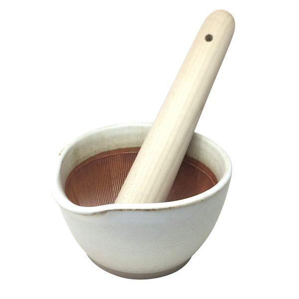 Motoshige Pottery Iwami Pottery Motoshige Mortar, Pestle, Mortar, Pestle, Pestle Set, Will Not Scratch Tables, Silicone, Bottom (Small), White Mat, Diameter Approx. 4.3 inches (11 cm), Anti-Slip, Made