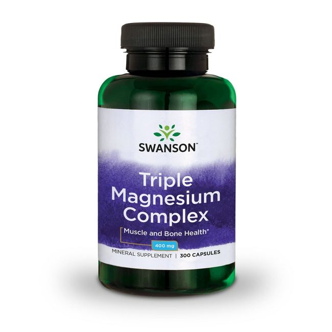 Swanson Triple Magnesium Complex Capsules, 400 mg, 300 Count