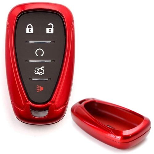 iJDMTOY Glossy Metallic Red Exact Fit Key Fob Shell Cover Compatible with 2016-up Chevrolet Camaro Cruze Spark Volt, 2017-up Malibu Bolt Sonic Trax, etc
