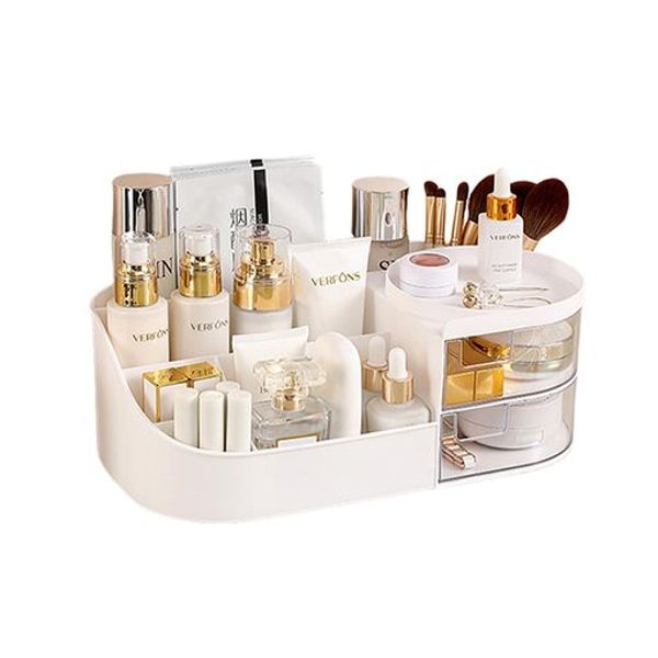 Cosmetic storage box, makeup box, storage case, with dividers and drawers, large capacity, waterproof, desktop storage, small item storage, office storage, stationery storage, miscellaneous goods, multi-functional, stylish, for bedrooms, offices, dorms, e