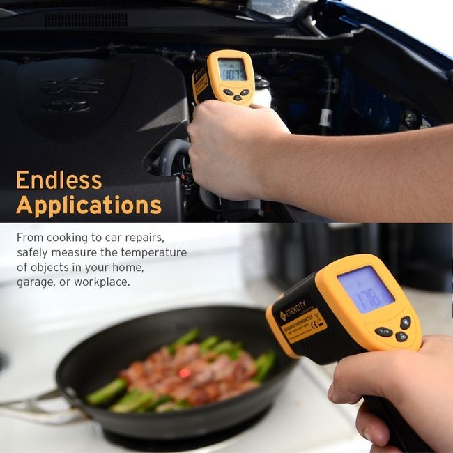 Infrared Thermometer Digital Temperature Gun for Cooking Non Contact  Electric Laser IR Temp Gauge Home Repairs Handmake 