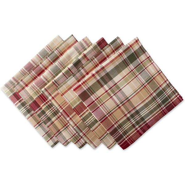 DII Autumn & Thanksgiving Tabletop Linens, Cotton, Plaid, Square Napkin Set, 20x20