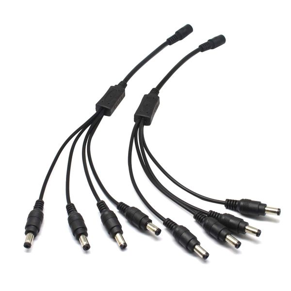 Security-01 2-Pack 1 to 4 Way DC Power Splitter Cable Pigtail, Plug 5.5mm x 2.1mm