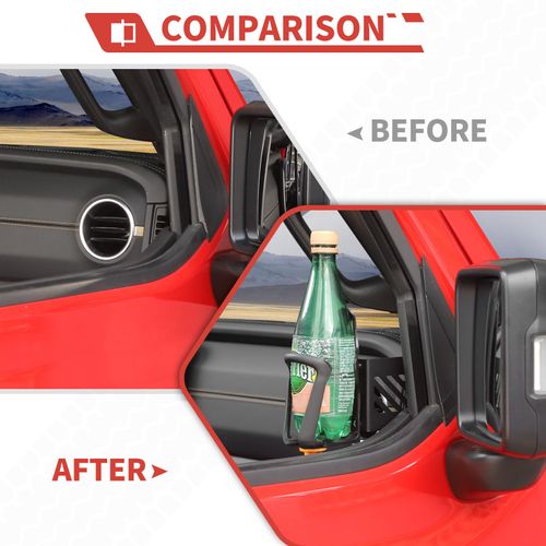 Amayum Front Door Side Cup Holder Driver Side Drink Holder Interior Passenger Right Side Beverage Rack Fit for Jeep Wrangler JL JLU and Gladiator JT 2018+
