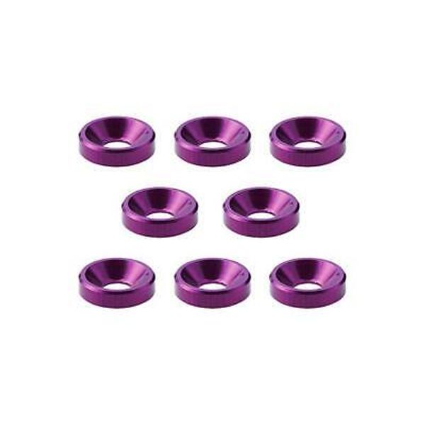 Precision Square RC M3 Aluminum Countersunk Washers, 8mm OD (Purple) 8 pcs.