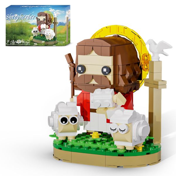 Taojiyuan Jesus Christ Building Blocks Set,Divine Shepherd Jesus Building Toy Jesus Figurine Educational Christian Toy for Kids Age 6+