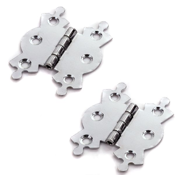 2X Fancy Polished Chrome Butterfly Butt Hinge 50mm/2" (1 Pair)
