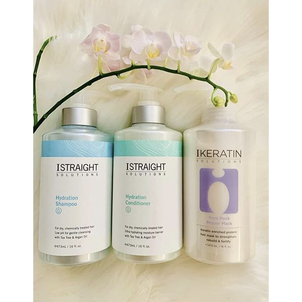 ISTRAIGHT Hydration SHAMPOO & CONDITIONER+IKERATIN KERA PACK REPAIR MASKGET FREE Hair shower cap