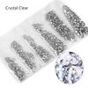 3 Pack 6 Size Nail Art Decoration Rhinestones Diamante Flat Back Glass Not Plastic Crystal AB Mixed Colour Gems
