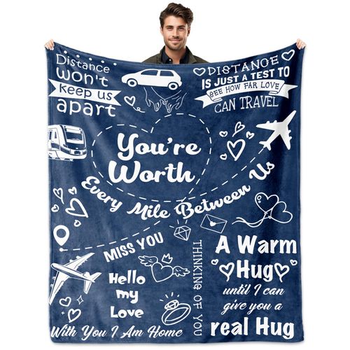 Yofipon Long Distance Relationship Gifts, Boyfriend Gifts from Girlfriend, Boyfriend Birthday Gift Blanket 60"X50", Romantic Gift for Him Father's Day Christmas Valentine's Day, Long Distance Blanket